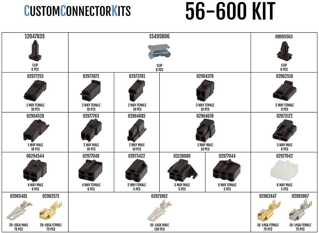 Automotive Electrical Connectors 600 Piece Kit with Crimp Tool L702360