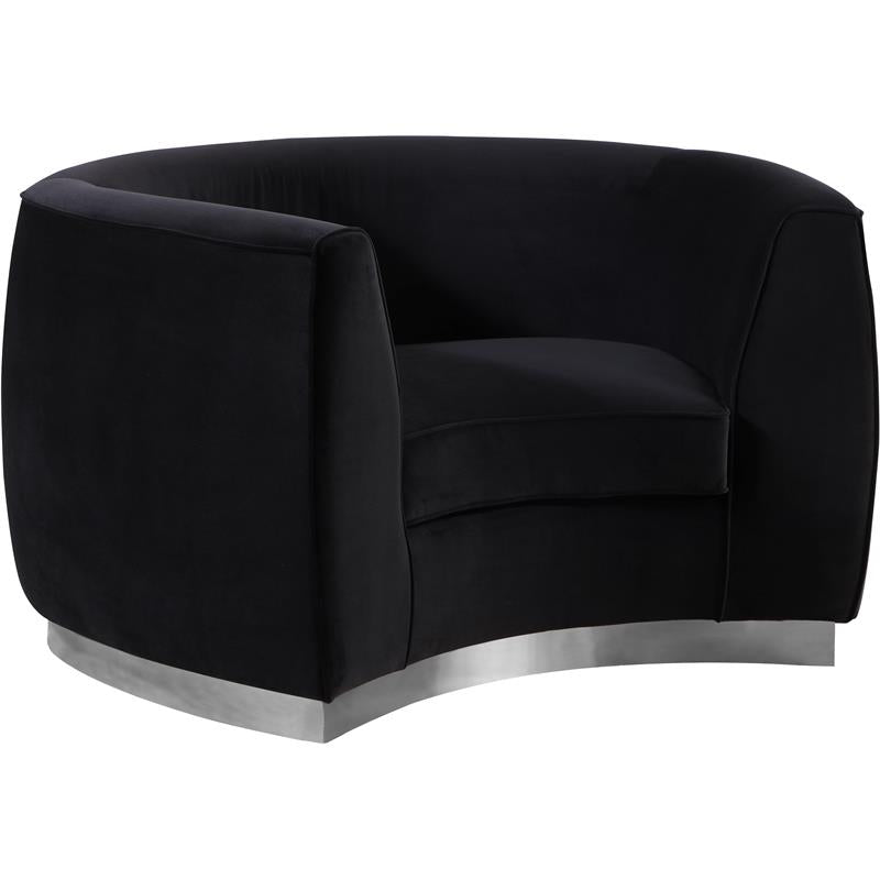 3-Piece Set with Accent Chair Chaise & Loveseat in Black and Chrome A82147