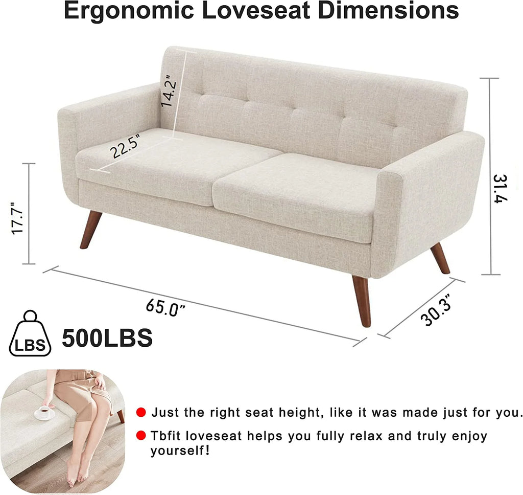 Beige Tufted Loveseat Sofa Y5254