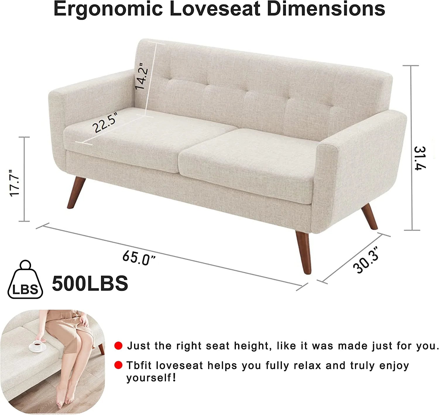 Beige Tufted Loveseat Sofa Y5254