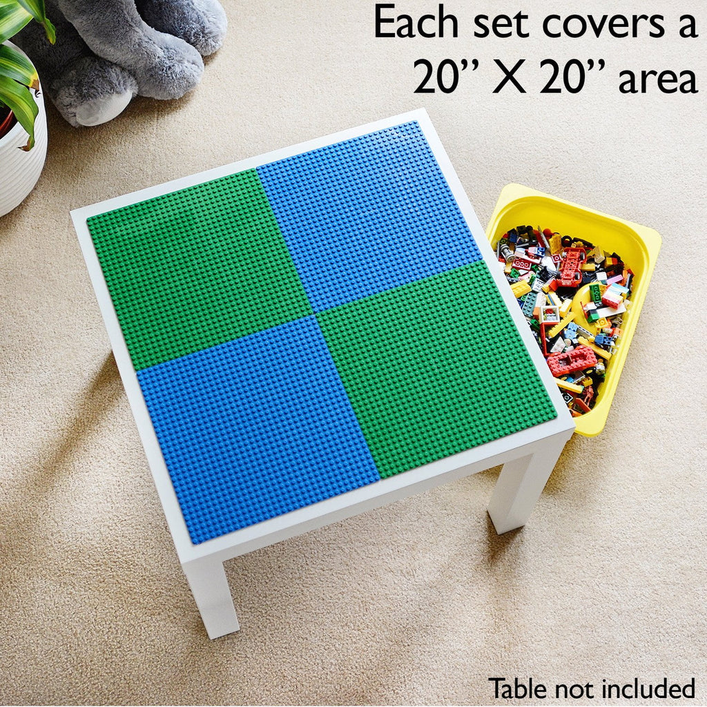 4 Building Blocks Baseplates 10"x10" Blue and Green V68342