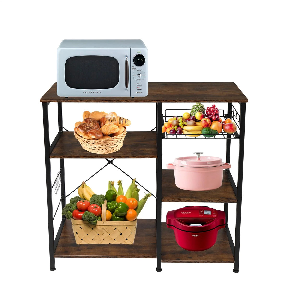 Rustic Brown Bakers Rack Microwave Oven Stand K3871