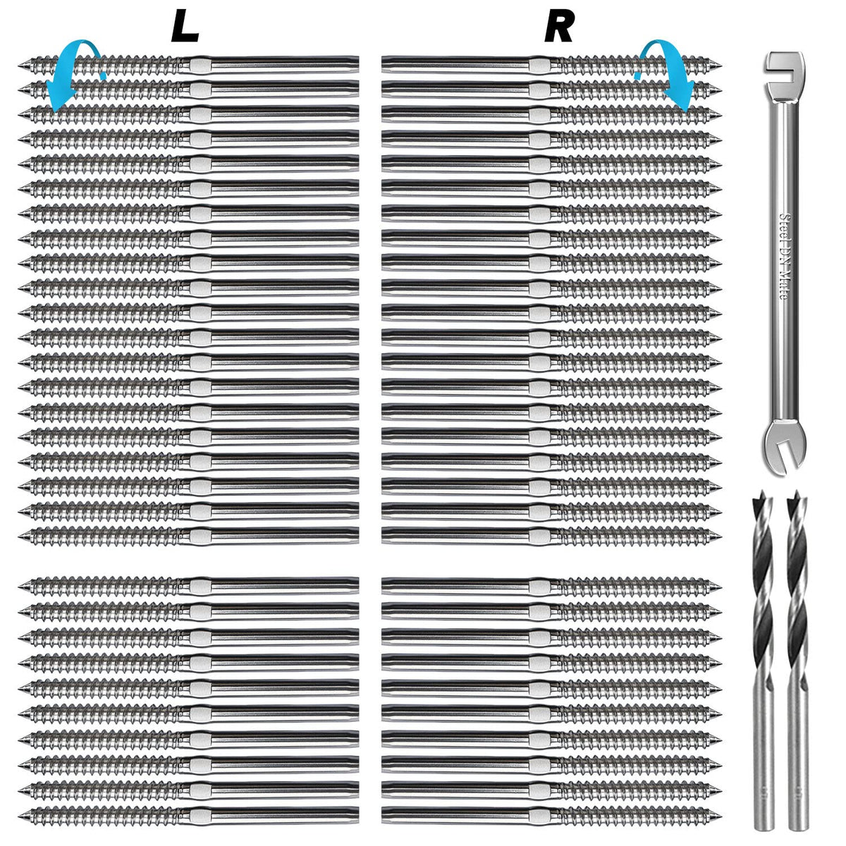 T316 Stainless Steel Swage Lag Screws for Deck Railing Hardware, 120 Packs X60123