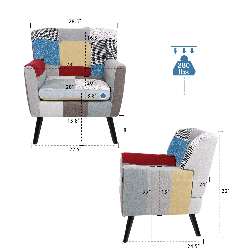 Patchwork Fabric Accent Chair E1922