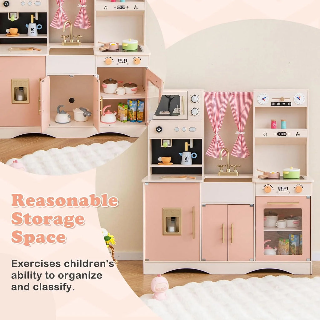 Peach Pink Wooden Kids Kitchen Playset O419239