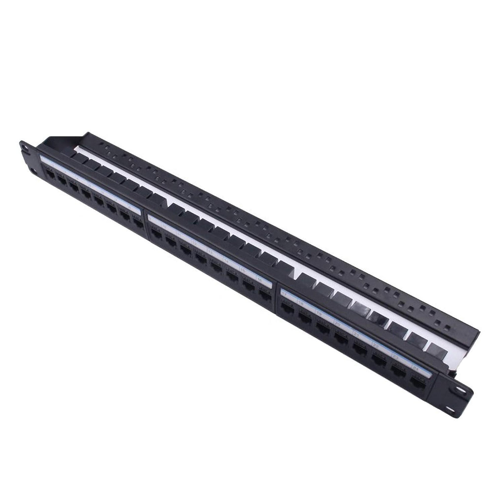 24 Port CAT6 Pass Through Coupler Patch Panel with Back Bar, Unshielded Keystones, Pack of 2 D11159