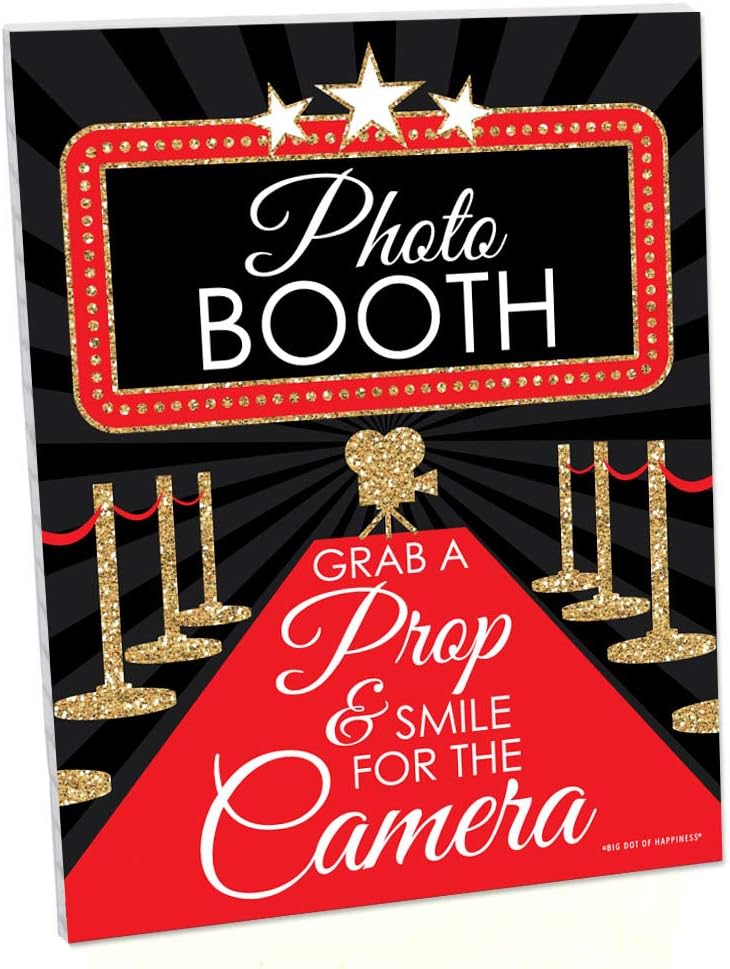 Red Carpet Hollywood Photo Booth Sign, 10.5 x 13.75 inches, 1 Piece P795