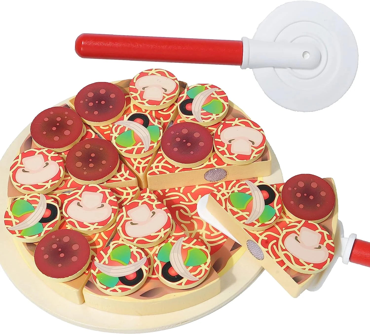 Pretend Play Food Pizza Set, Montessori Learning Toys, Play Kitchen Accessories B229