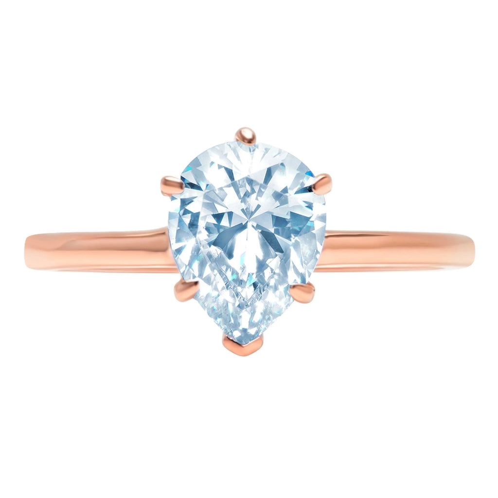 Pear Cut Blue Topaz Rose Gold Solitaire Ring G73875