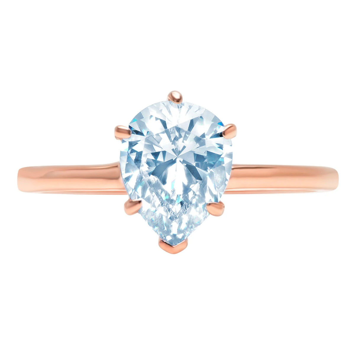 Pear Cut Blue Topaz Rose Gold Solitaire Ring G73875