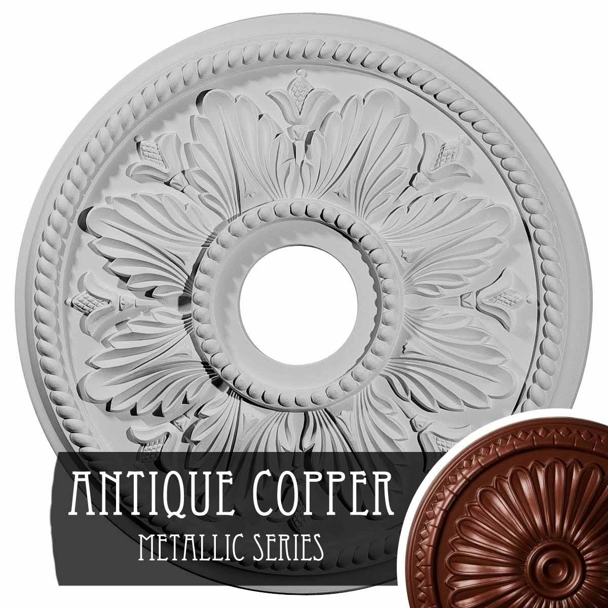 Edinburgh Ceiling Medallion, Hand-Painted Copper Green Patina O384071