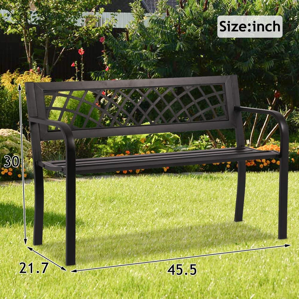 Black Cast Iron Outdoor Bench I9894