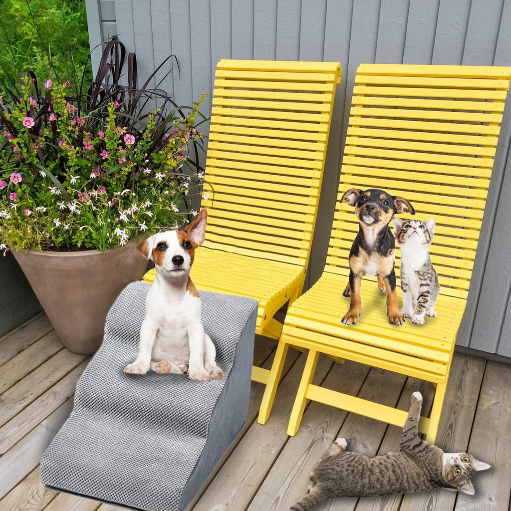 3 Tiers Non-Slip Foam Dog Ramp Stairs for Sofa Q73364