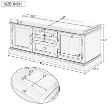 White Storage Bench with 2 Drawers and 2 Cabinets C20023