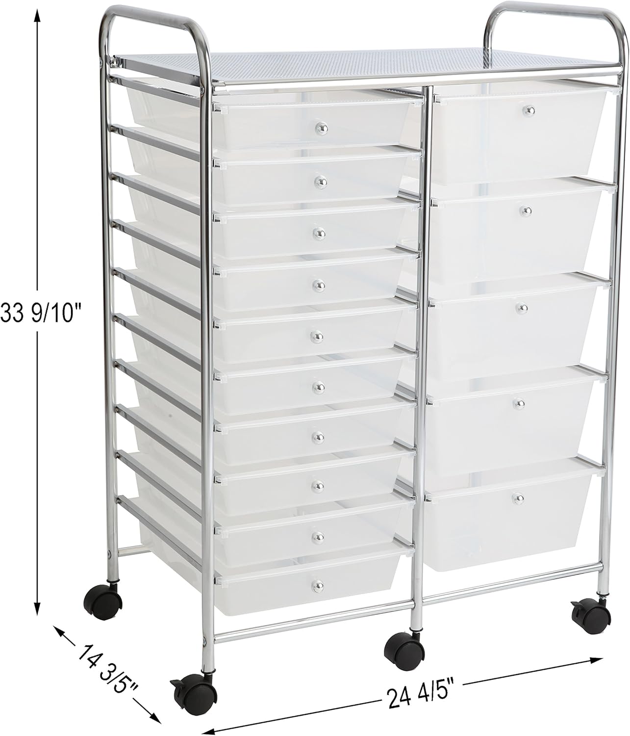 15 Drawer Semi-Transparent White Rolling Storage Cart Y893
