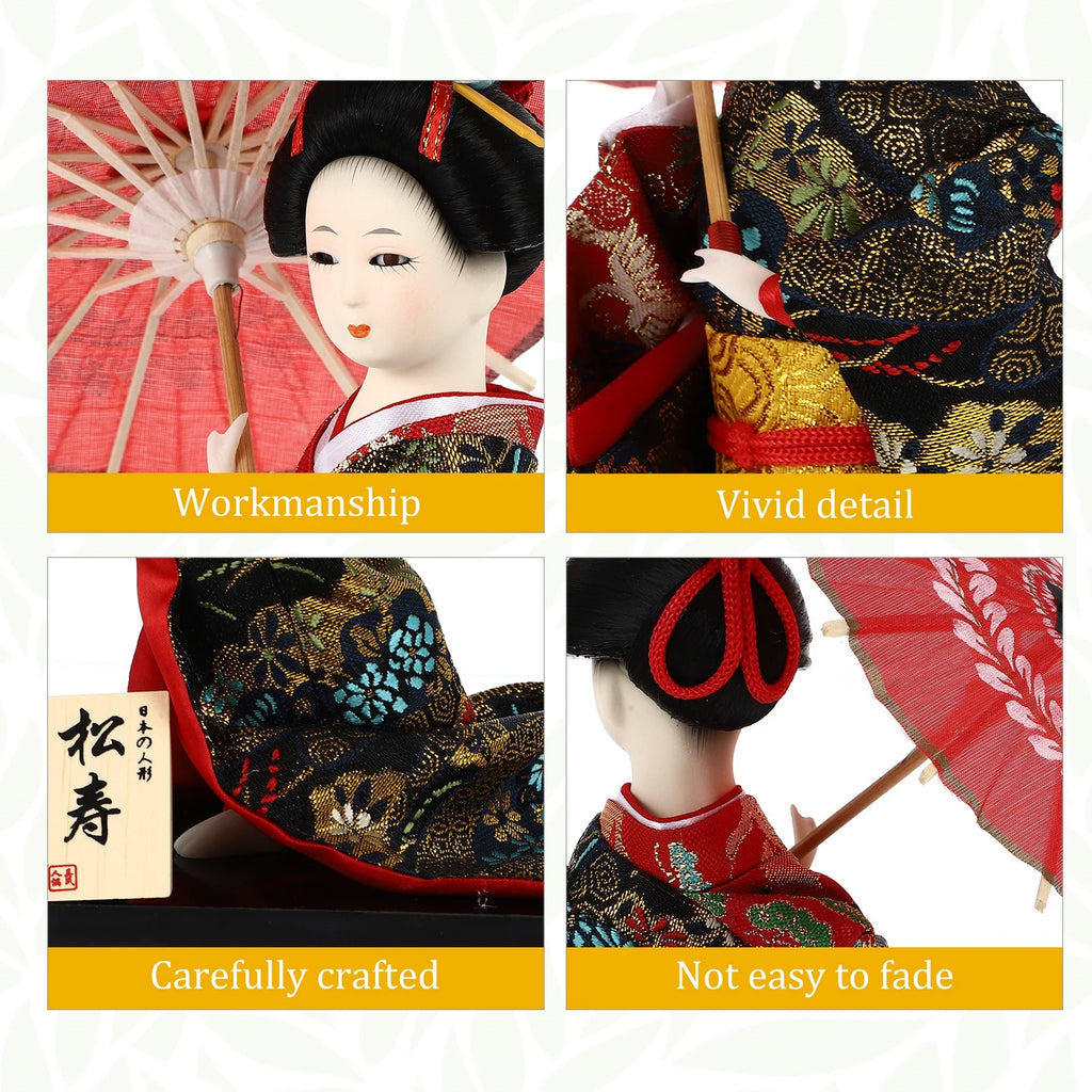 Japanese Kimono Figurine Asian Dolls Ornament Oriental Statue Collectible Figure Antique Vintage Sculpture S7141