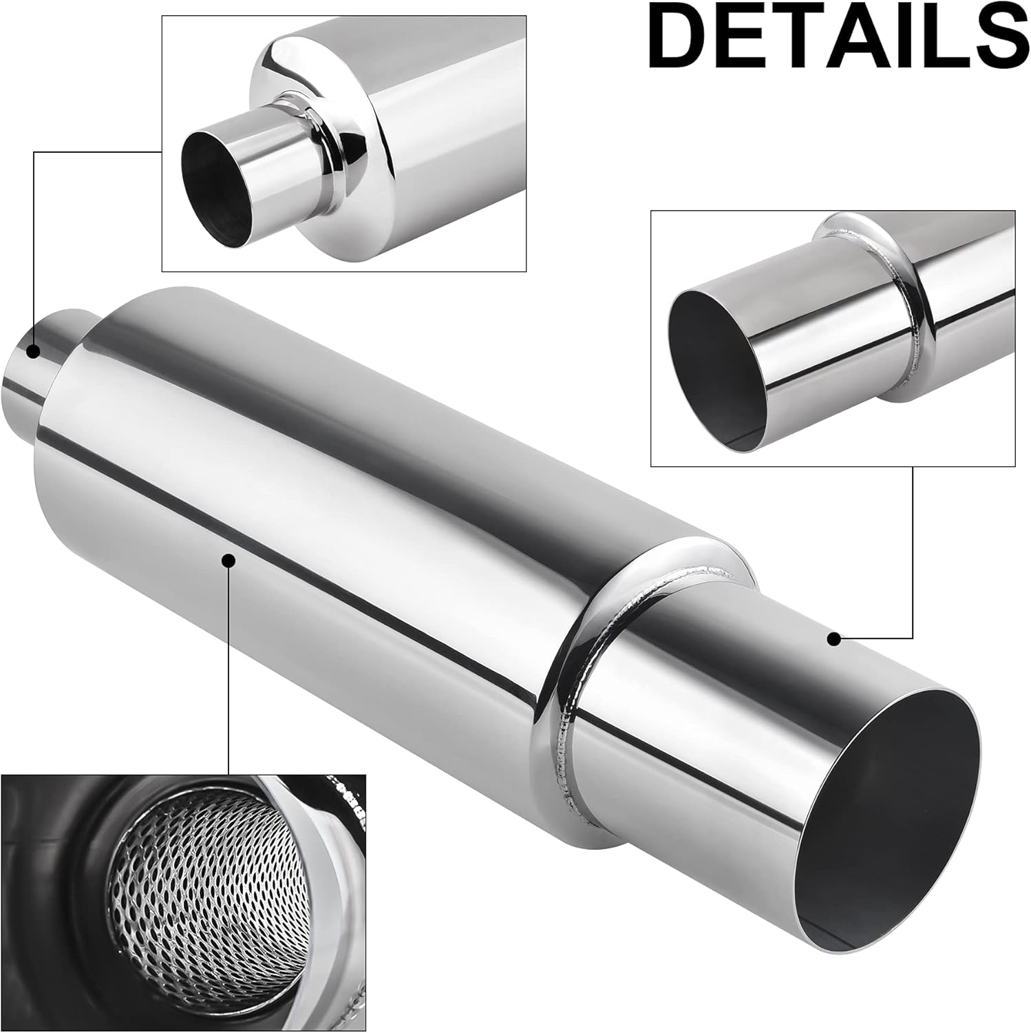 Stainless Steel Exhaust Tip, 18.5" Length, 2.5" Inlet 4" Outlet, Pack of 2 G558