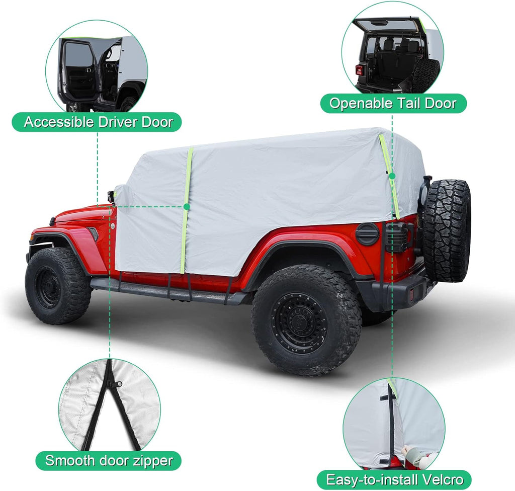 Waterproof Car Cab Cover for Jeep Wrangler 4 Door with 8 Gust Hooks Pack of 2 F622933