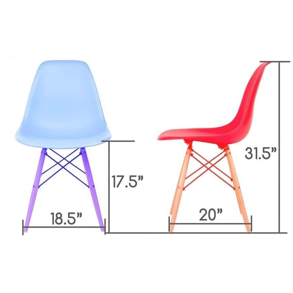 Cream Beige Mid-Century Modern Dining Accent Side Chair with Black Steel Leg (Set of 2) D32632