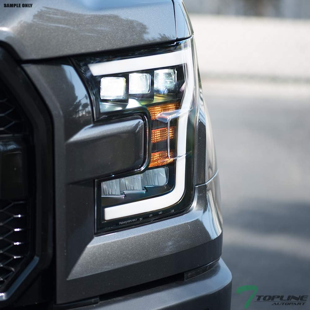 Black Housing Full LED Sequential Tri Projector Headlights For 15-17 Ford F150 B758