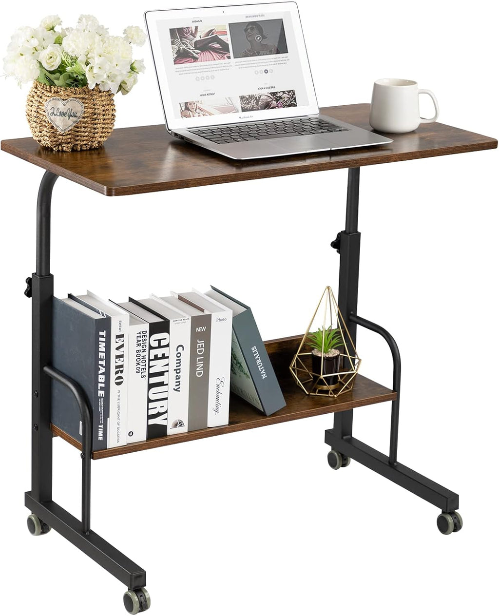 Black Mobile Side Table with Wheels M756