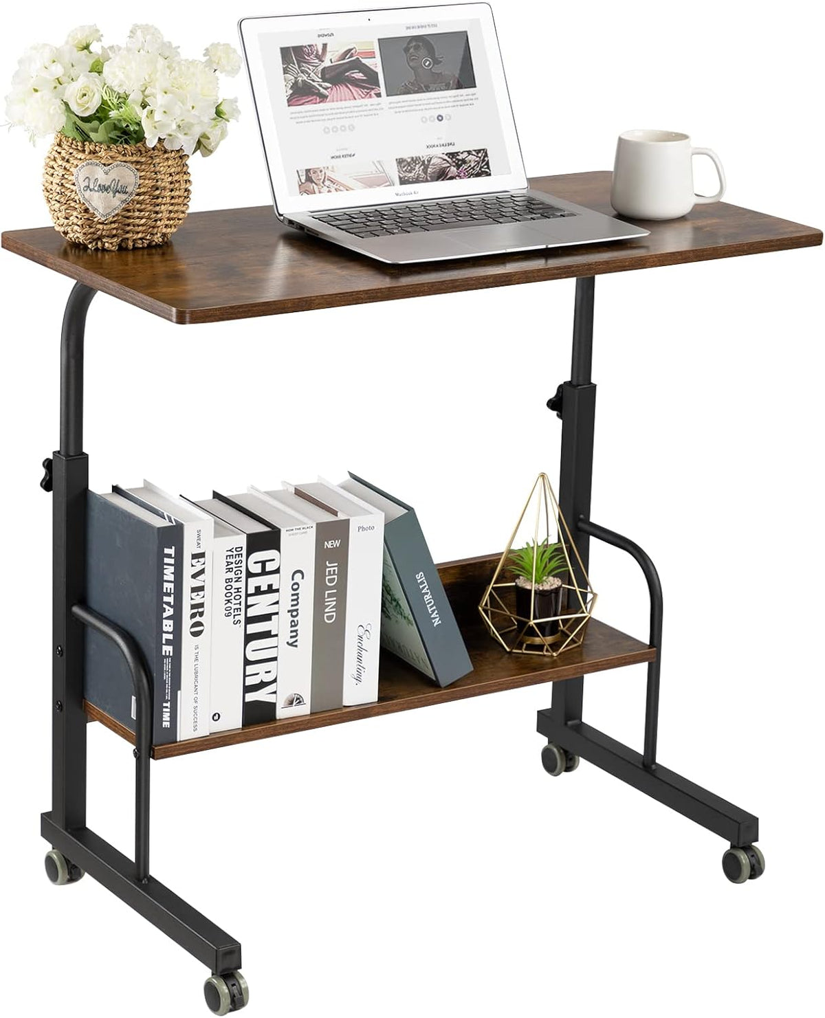 Black Mobile Side Table with Wheels M756