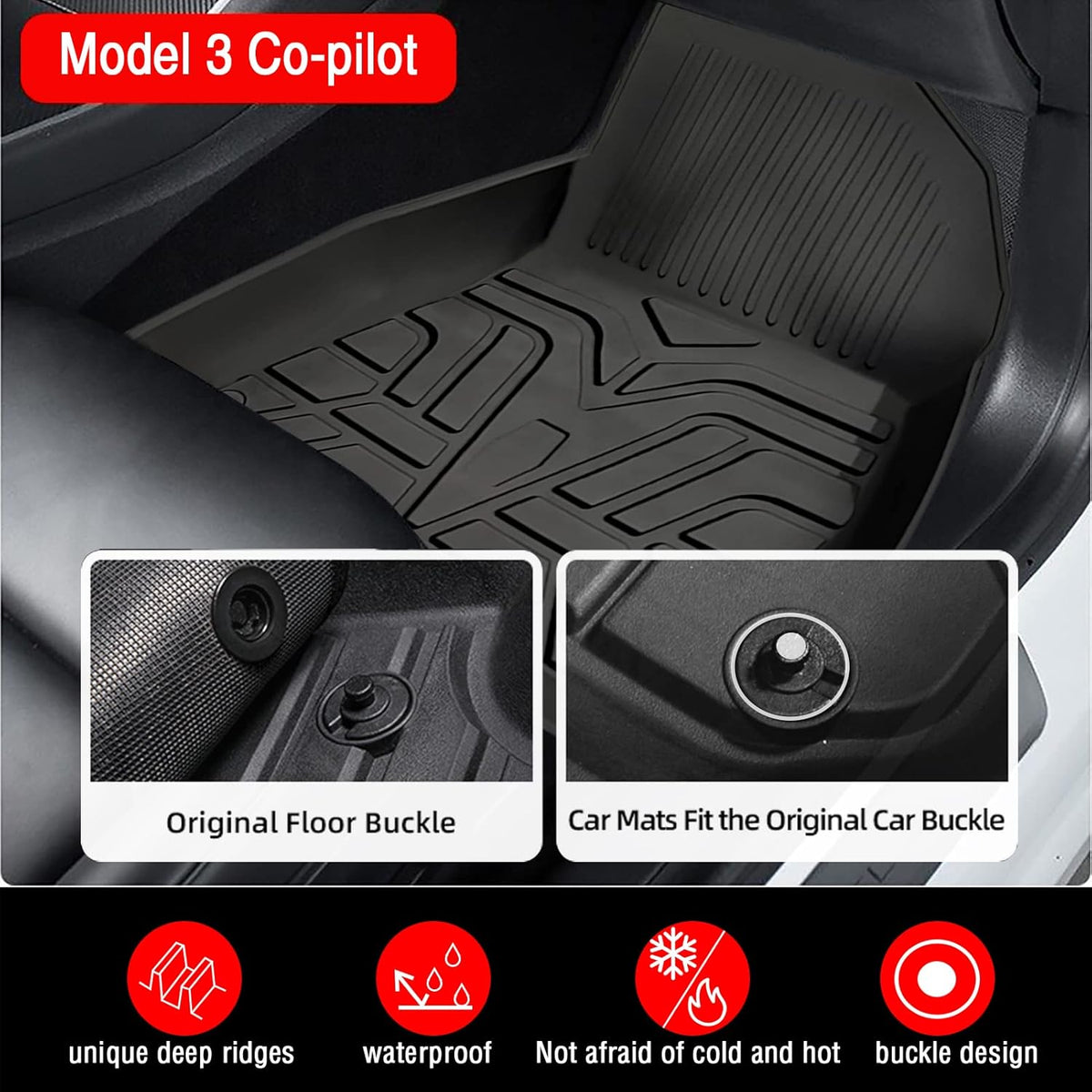 TPE All Weather Floor Liners for Tesla Model 3 N828989