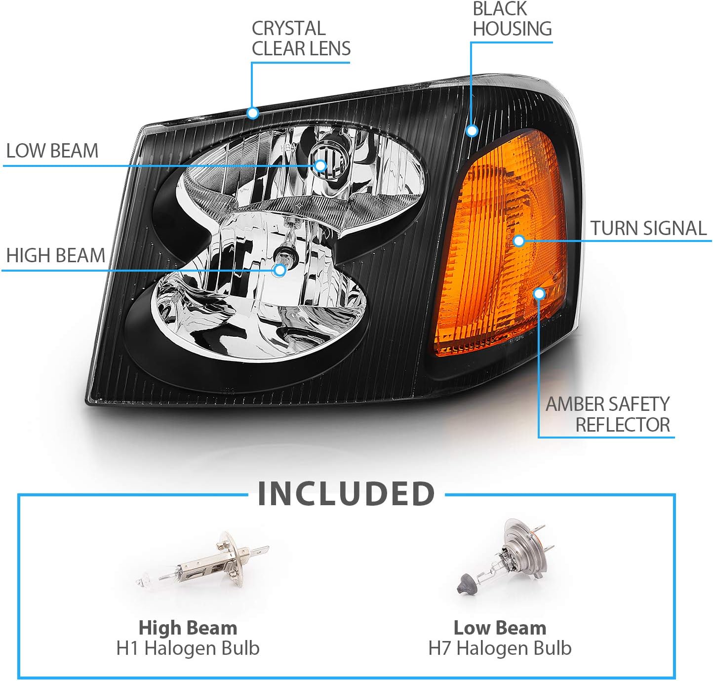 Black Replacement Headlights Set N8938