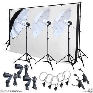 Photo Studio Lighting Kit with Backdrop Stand and Muslin F17913