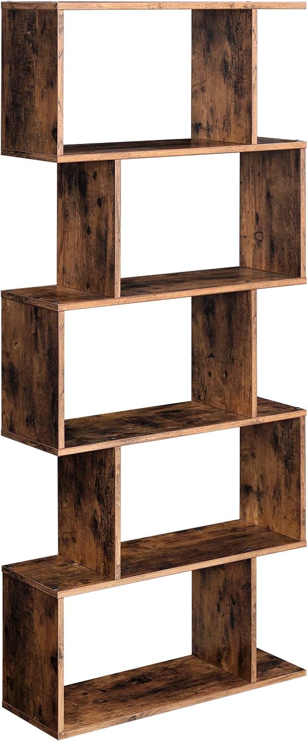 Rustic Brown 5-Tier Wooden Bookcase E980468