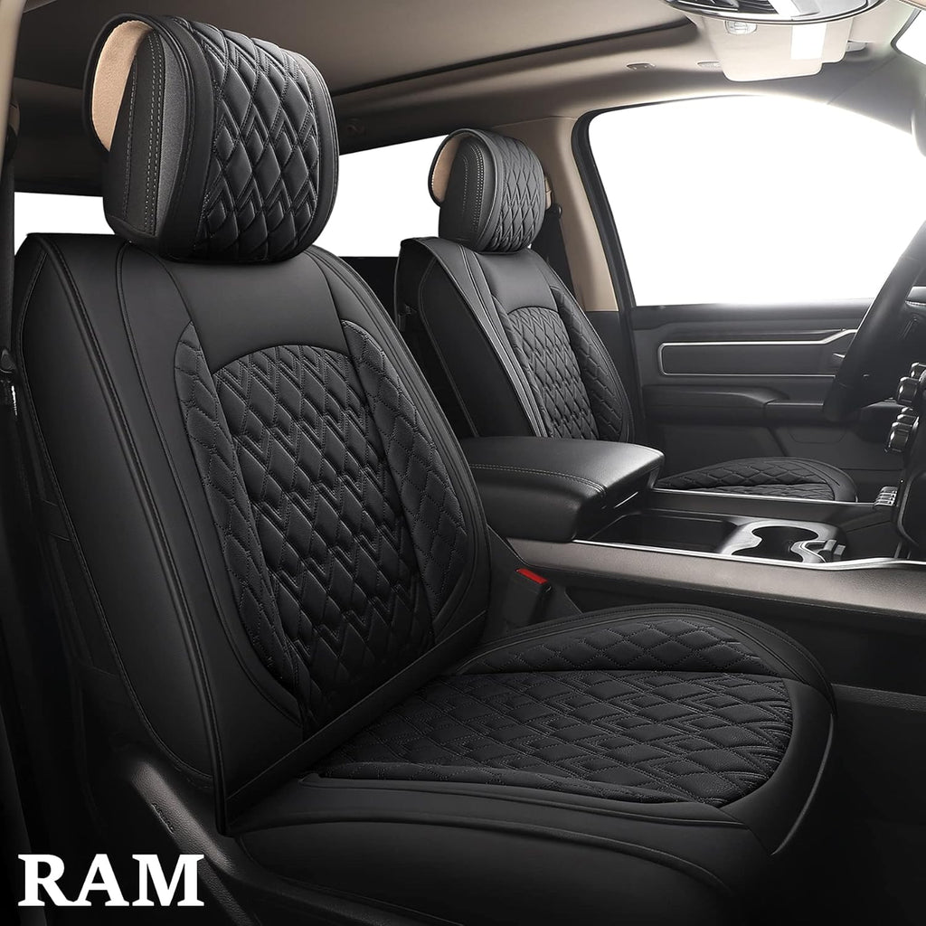 Black/Red Waterproof Synthetic Leather Seat Covers Full Set O388078