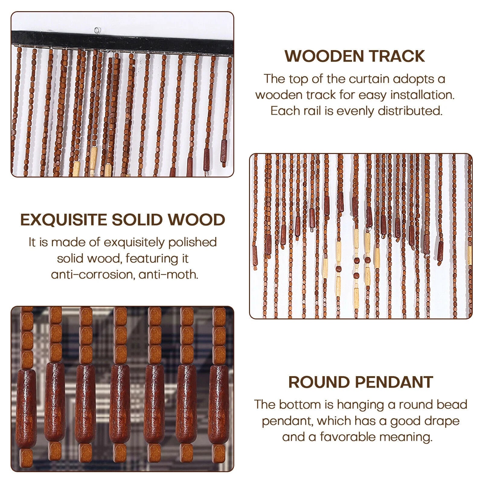 Wooden Bead Door Curtain 35x68in, 32 strands D373182