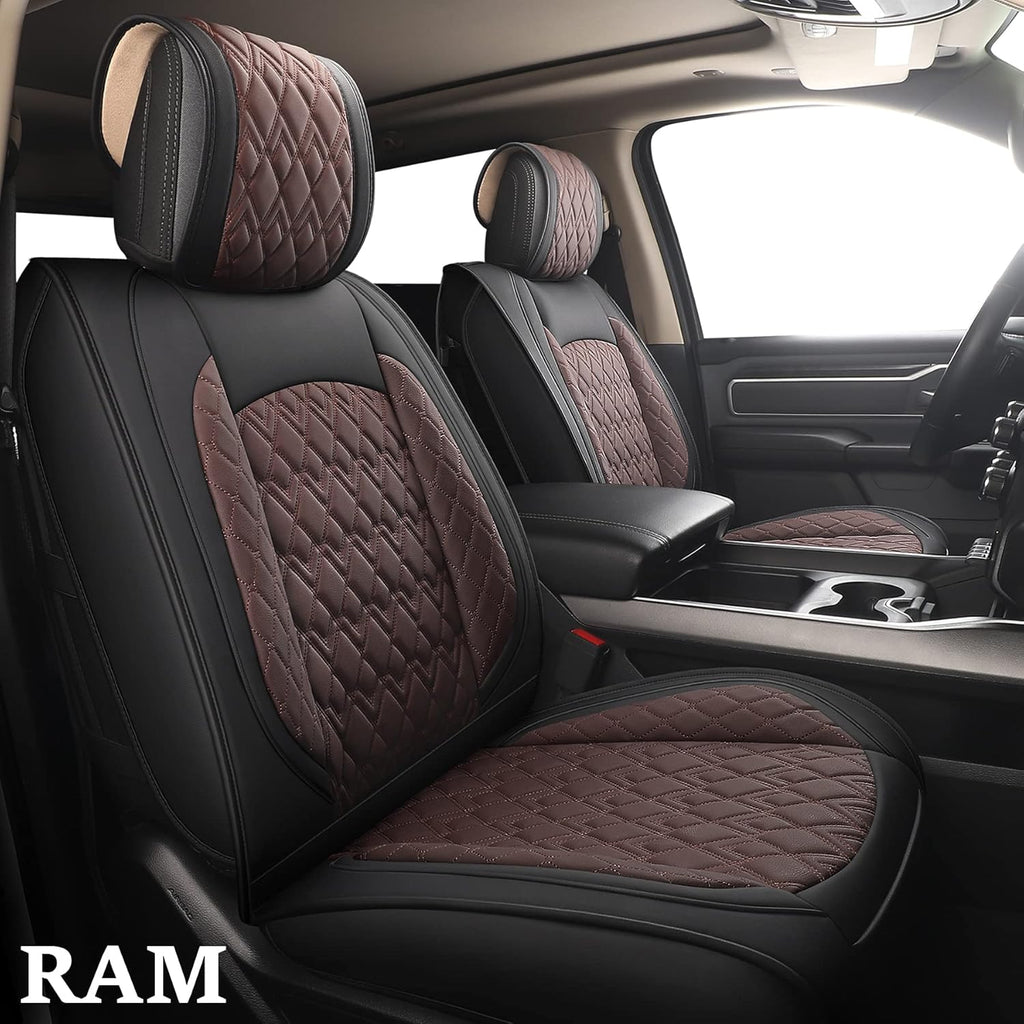 Black/Red Waterproof Synthetic Leather Seat Covers Full Set O388078