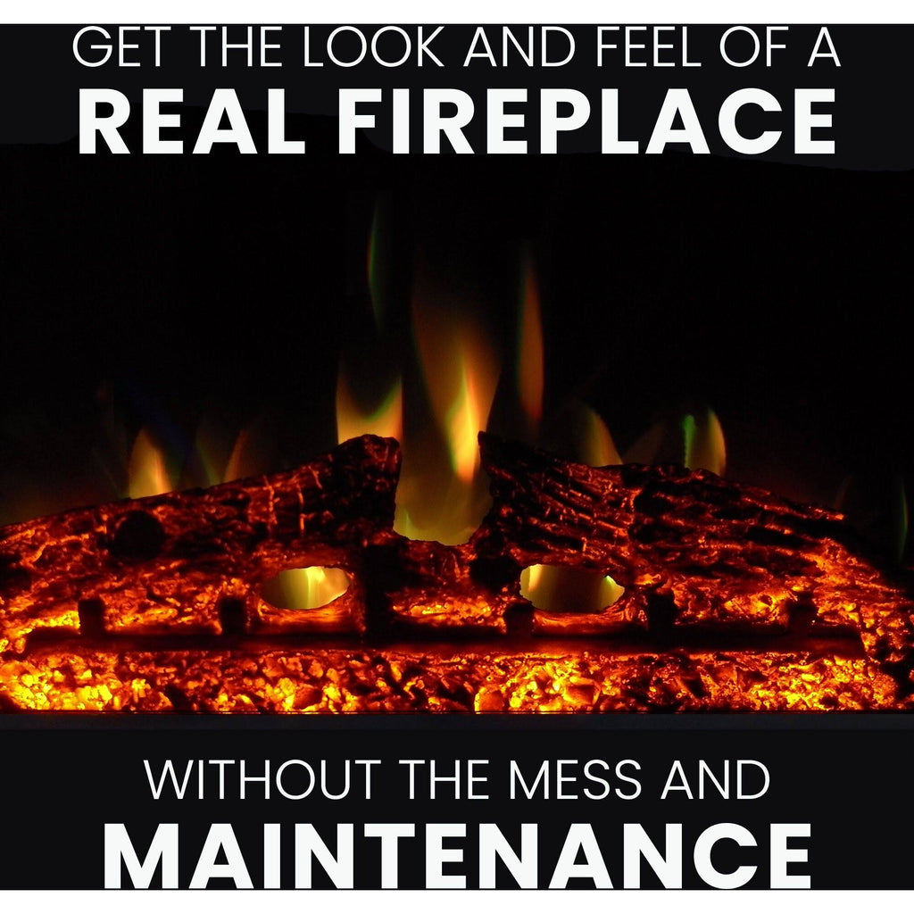 62-in. Electric Fireplace Mantel with Deep Log Insert, Sandstone L451052