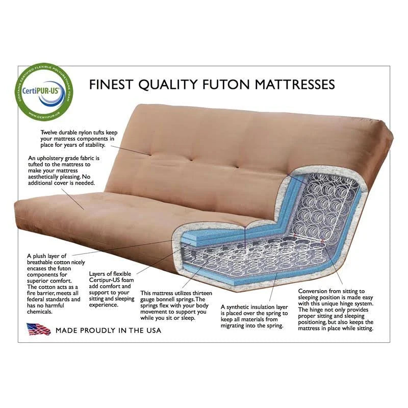 Antique White Full Futon with Mattress & Storage Drawers M19748