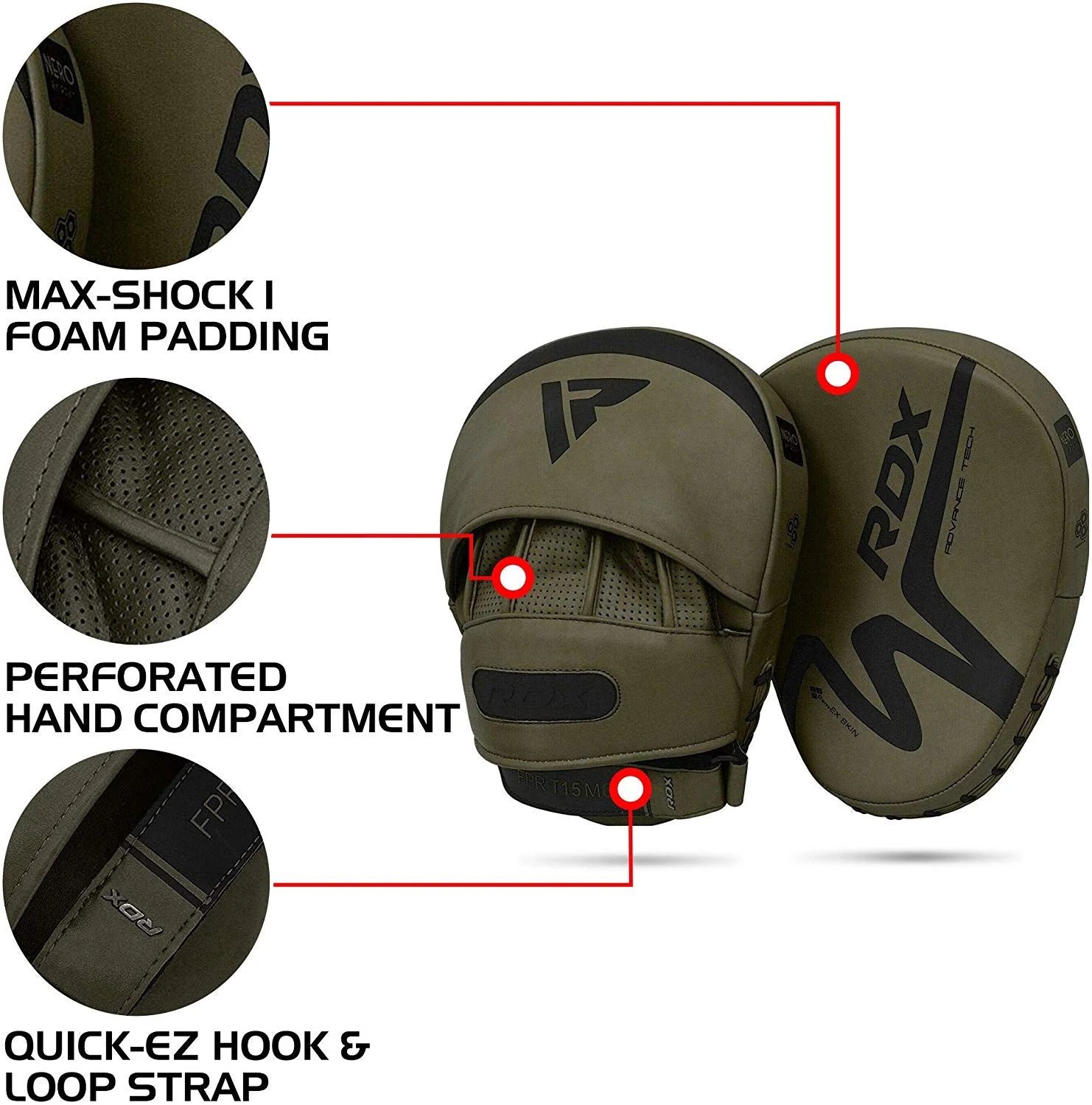 Matte Green Leather Boxing Focus Mitts Y468