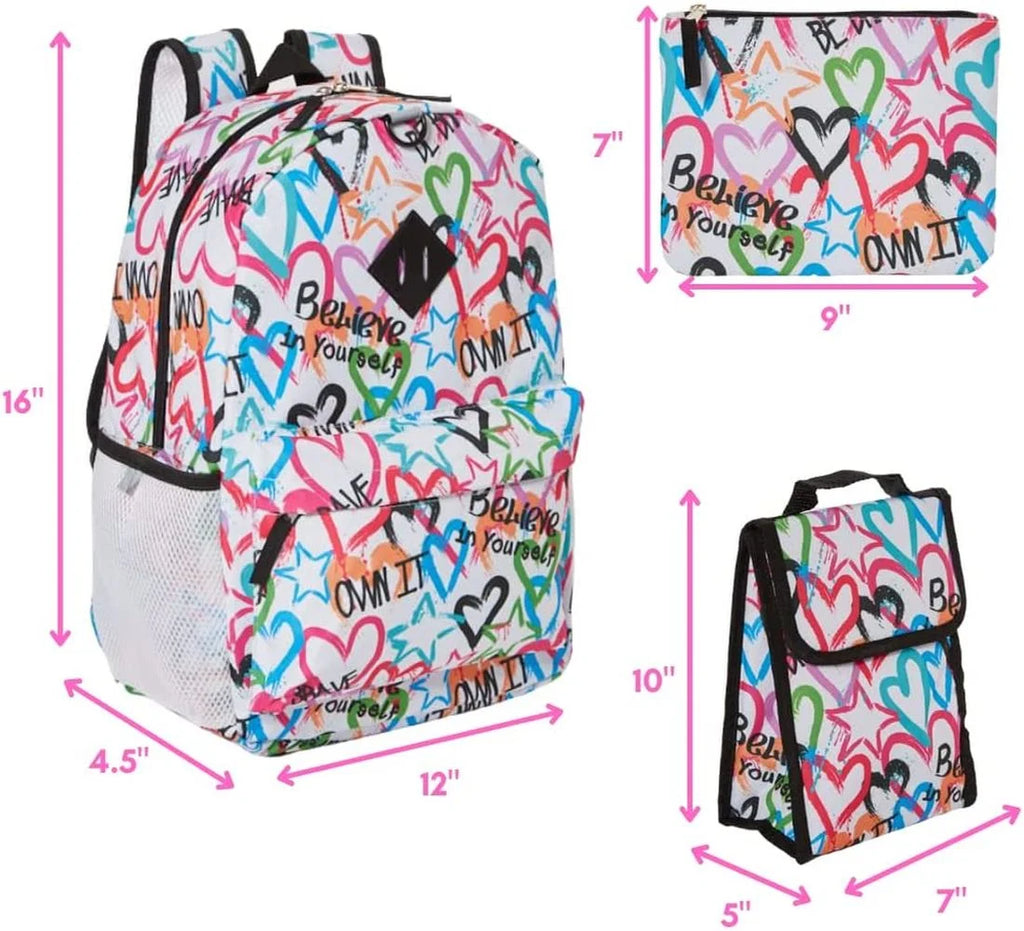 6 Piece Backpack Set with Lunch Box and Water Bottle P97854