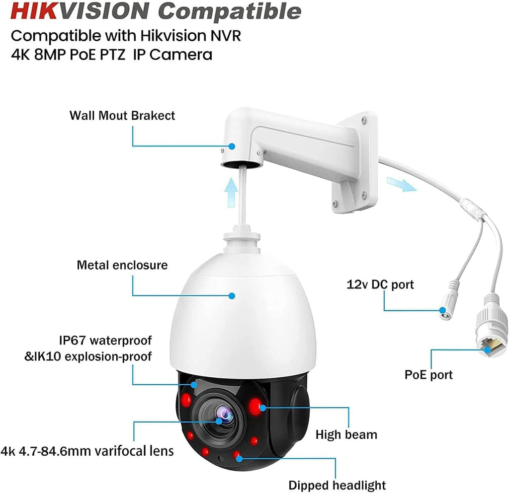 5MP PTZ Camera Outdoor, PoE Speed Dome IP Camera, 18x Optical Zoom, 165ft IR Night Vision, IP66 Security Cameras R636919