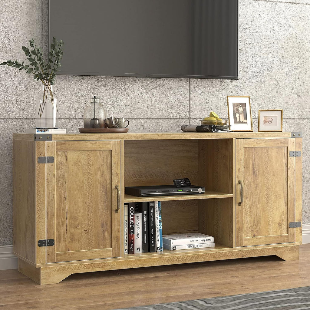 TV Console Entertainment Center with Storage Shelves, Supports TV Upto 65 Inches U7242