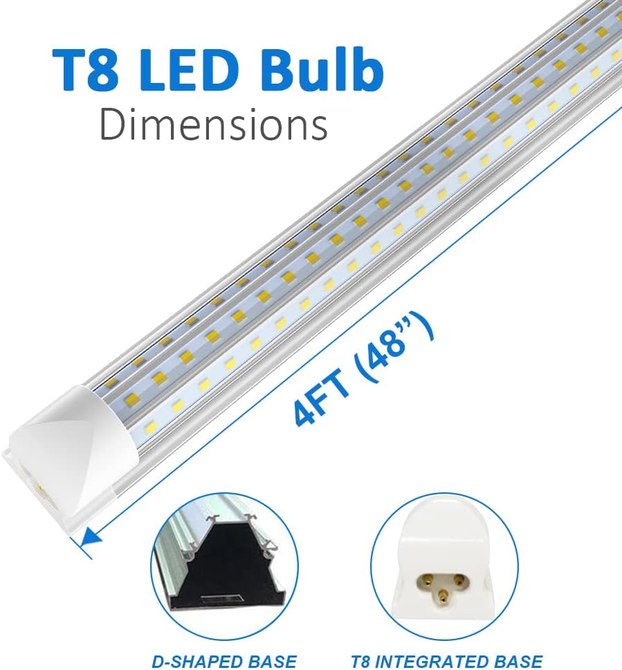 4ft LED Shop Light 45W 6000K Cool White Clear Cover T8 Integrated Tube Light N780