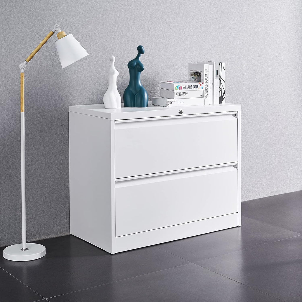 White 2 Drawer Metal File Cabinet V457515