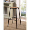 Industrial Style Metal Frame Wooden Bar Stool Brown and Black Set of Two M930805