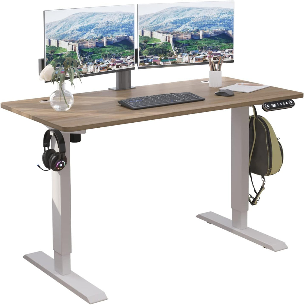 Black Frame Rustic Brown Top Height Adjustable Electric Standing Desk M178