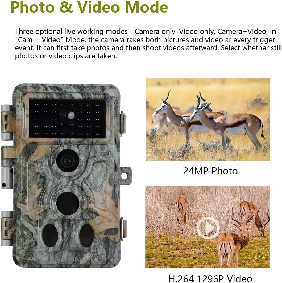 2-Pack 24MP 1296P Night Vision Motion Activated Waterproof Deer Cameras S46598