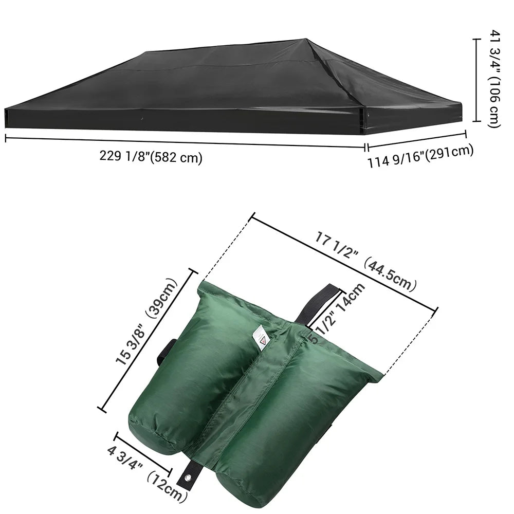 19x9.5 Ft Pop Up Canopy Top Replacement with 4 Set Sand Bags F425735