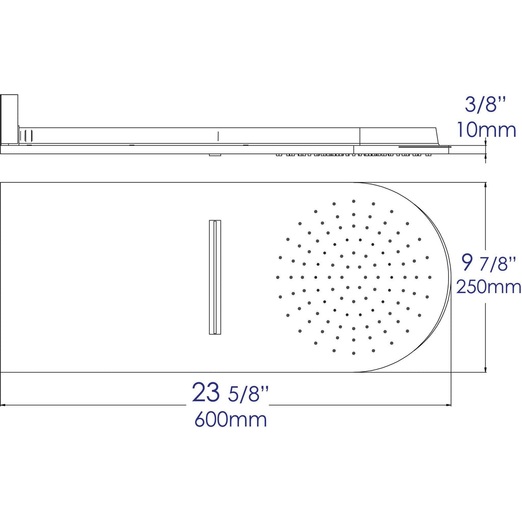 Polished Chrome 10x22 Wall-Mounted Square Waterfall Rain Shower Head T499590