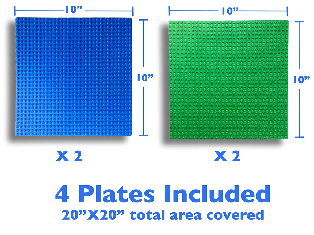 4 Building Blocks Baseplates 10"x10" Blue and Green V68342