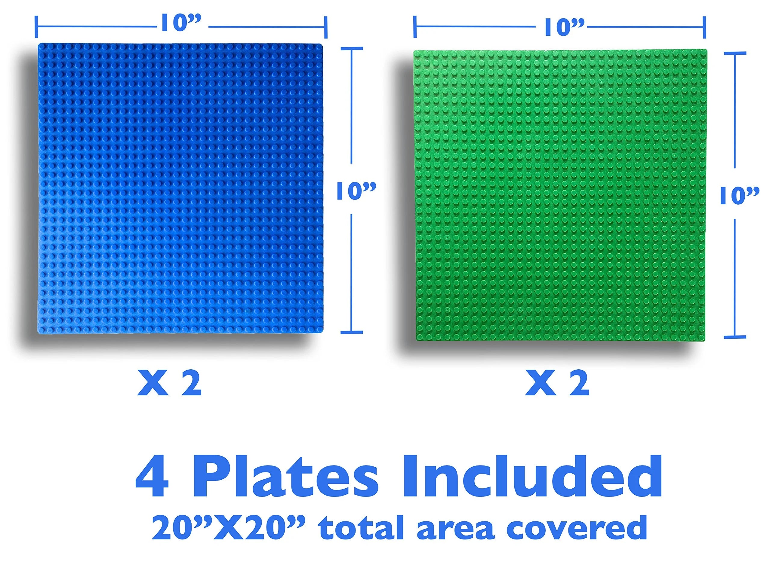 4 Building Blocks Baseplates 10"x10" Blue and Green V68342