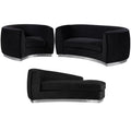 3-Piece Set with Accent Chair Chaise & Loveseat in Black and Chrome A82147