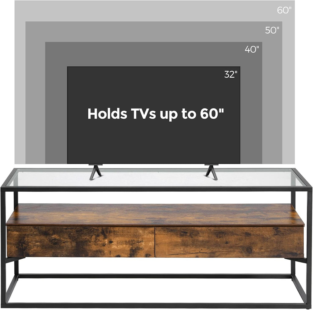 Rustic Brown and Black TV Cabinet with 2 Drawers N239006